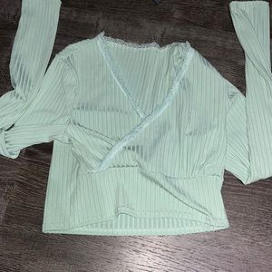 romwe green long sleeve w lace